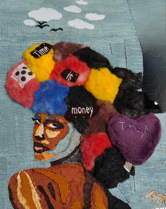 Tyla's waters, 2025, Clothing pieces, knitting yarn, cotton wool, needle